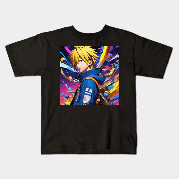 Blonde Anime Boy Kids T-Shirt by Ryzan35